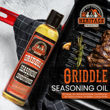 Heritage Products Griddle Seasoning Oil - Low-Smoke, Hi Temp All-Natural Cast Iron Griddle Conditioner for Dutch Oven, Camp Grill and Skillet Cleans
