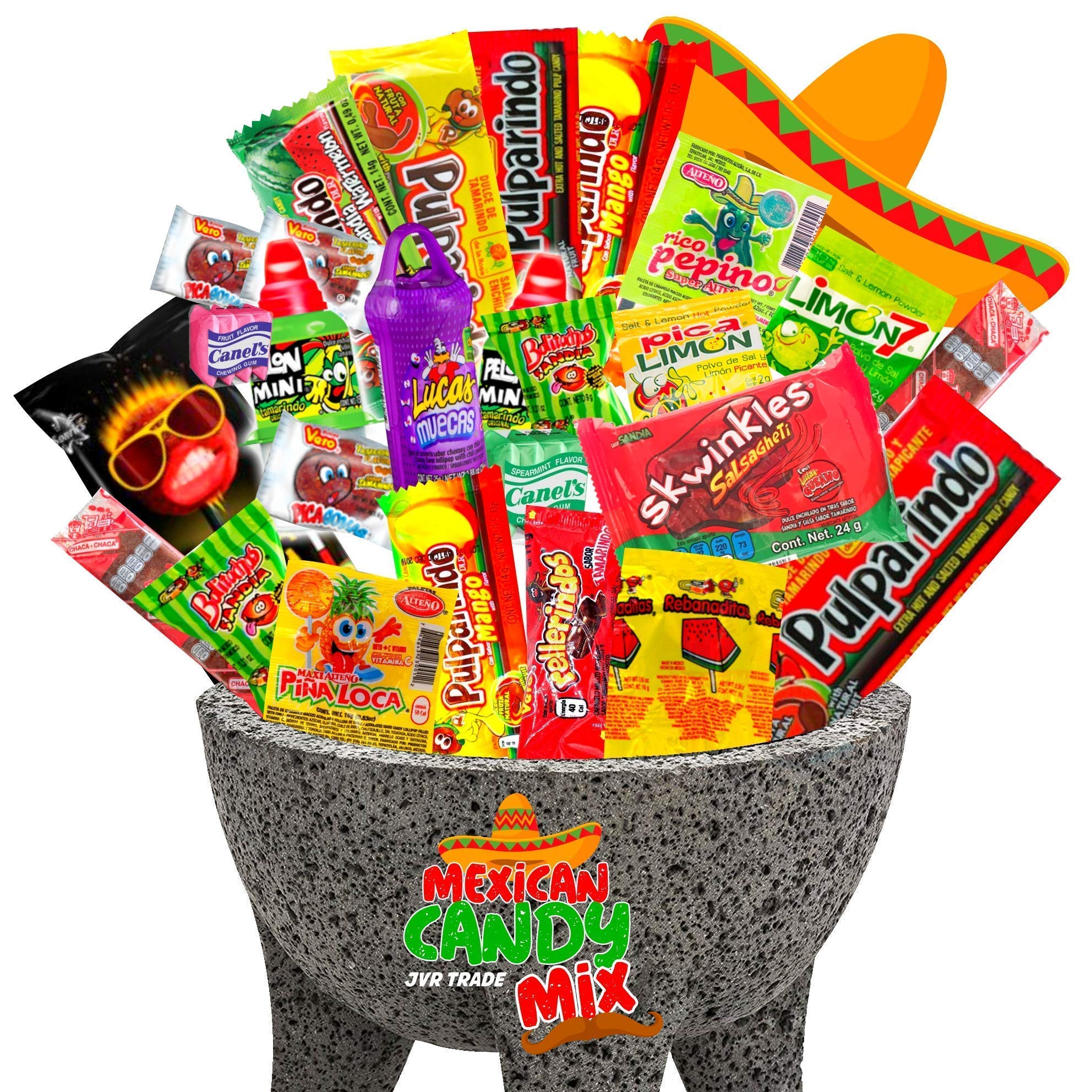 Mexican Candy Mix Assortment Snack (42 Count) Dulces Mexicanos Variety Of Best Sellers Spicy, Sweet, and Sour Bulk candies, Includes Luca, Pelon