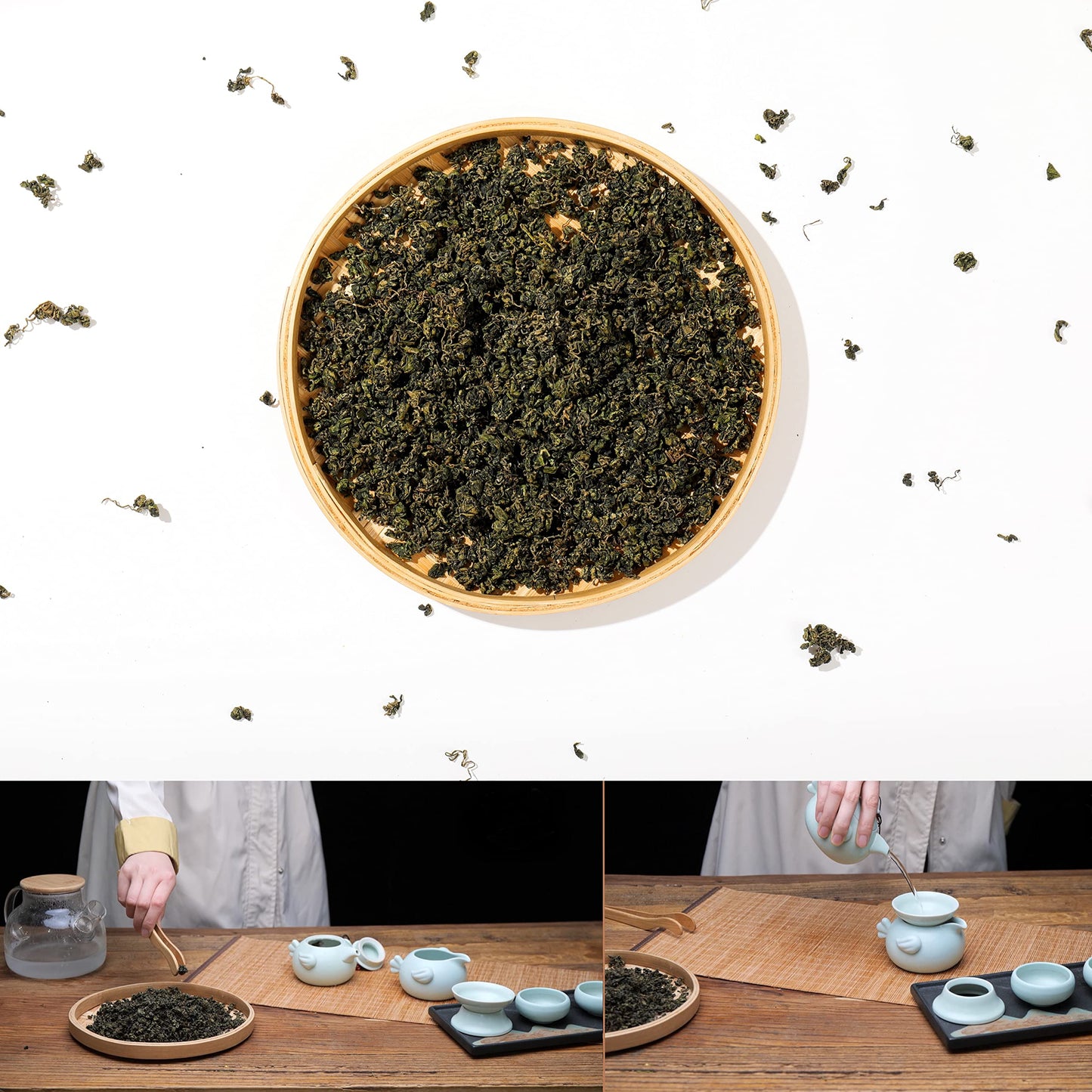 Gynostemma Pentaphyllum Jiaogulan Loose Leaf Emerald Green Tea 500g (17.61oz) - Dried Gynostemma Tea Leaves for Hot Iced Invigorating Beverages