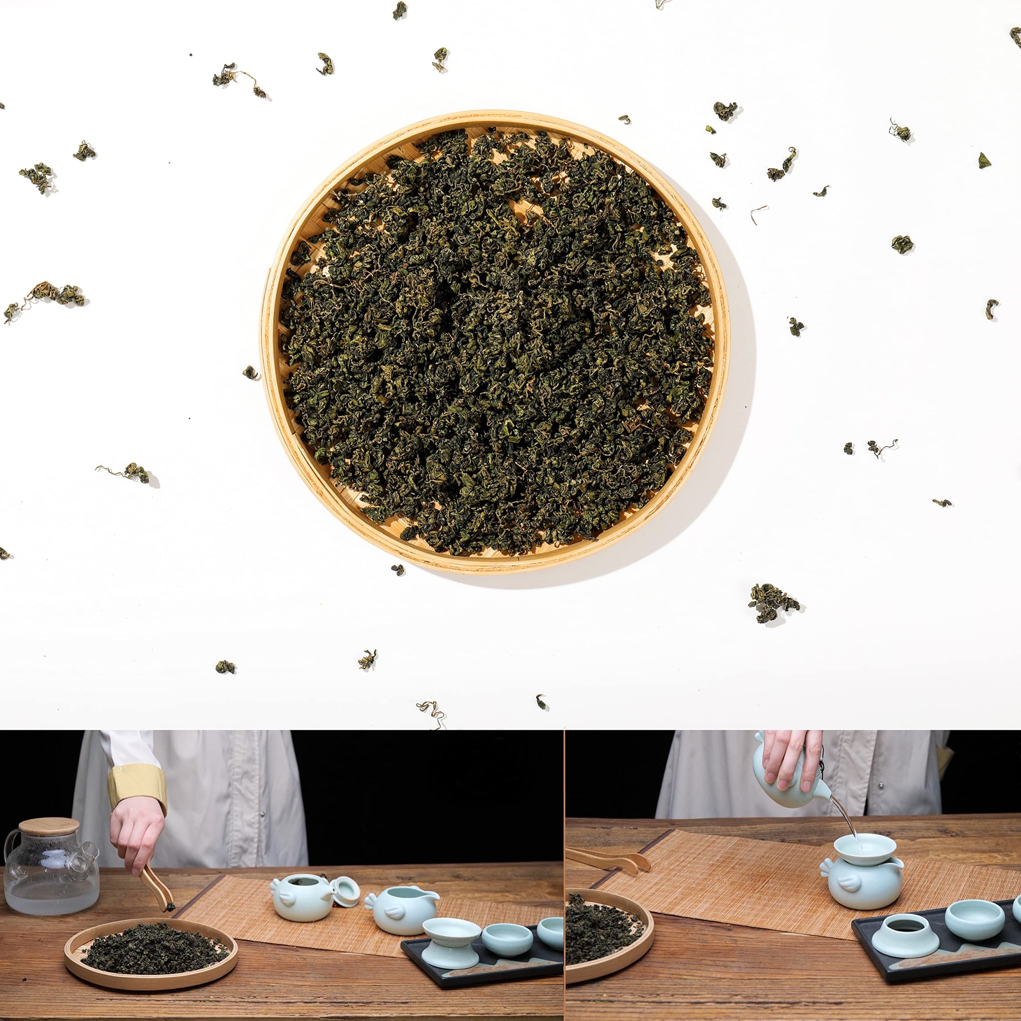 Gynostemma Pentaphyllum Jiaogulan Loose Leaf Emerald Green Tea 500g (17.61oz) - Dried Gynostemma Tea Leaves for Hot Iced Invigorating Beverages