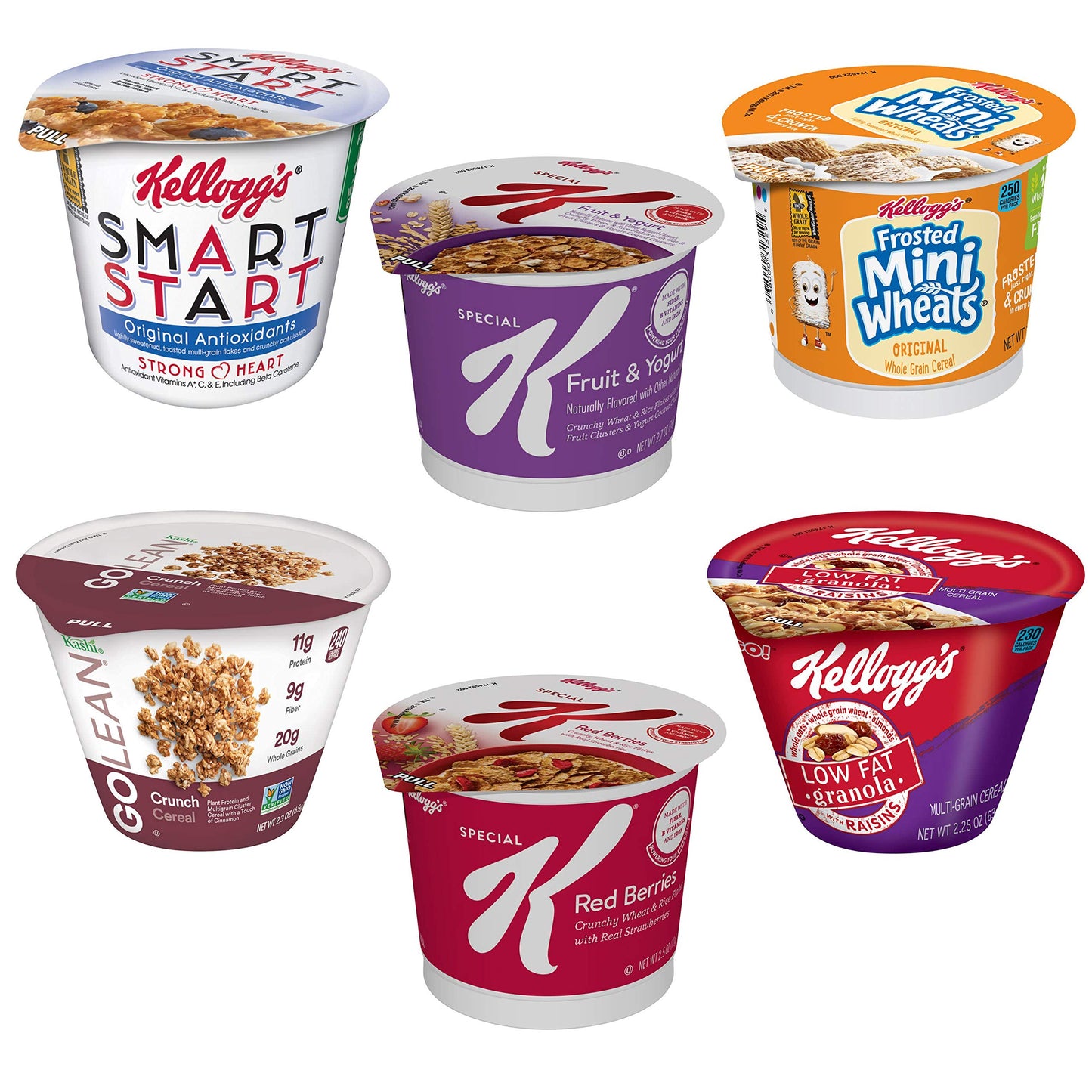 Kellogg's Wellness Assortments Breakfast Cereal in a Cup, Variety, 2.2oz (60 Count)