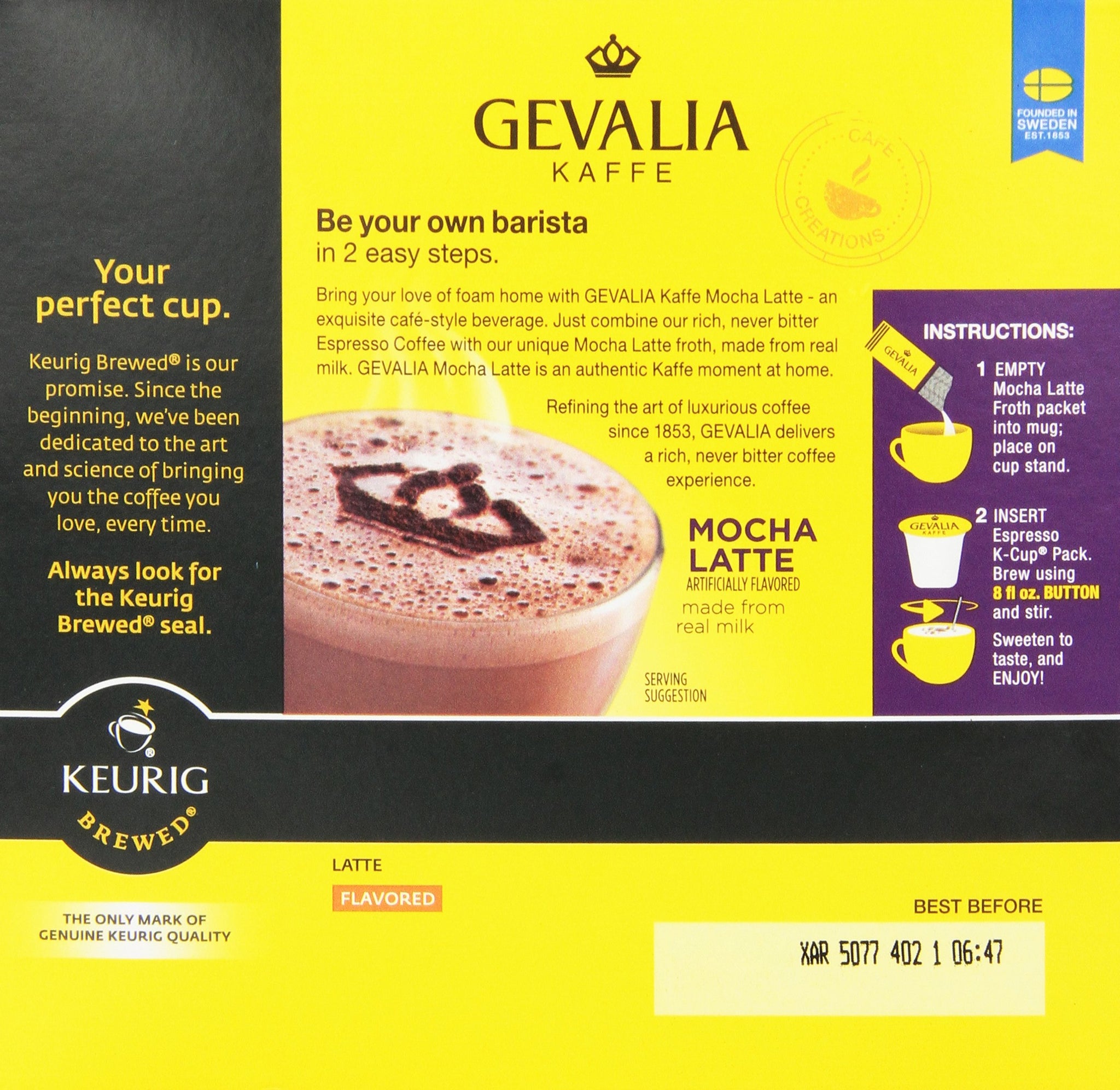 Gevalia Mocha Latte Espresso K-Cup Coffee Pods & Froth Packets (9 Pods and Froth Packets)