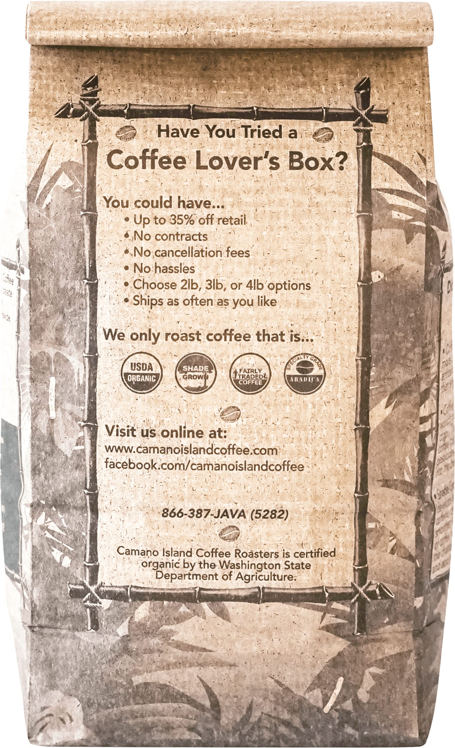 Camano Island Coffee Roasters Decaf Espresso Blend, Whole Bean 1lb, Fresh Dark Roast Swiss Water Processed, USDA Organic, Fairly Traded, Shade Grown