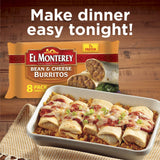 El Monterey Bean and Cheese Burritos – Family Pack of 8 Frozen Burritos, Made with Flavorful Beans, Delicious Cheese and No Artificial Flavors