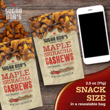 Sugar Bob’s Finest Kind, Maple Sriracha Cashews, Slow Roasted Sweet and Salty Nuts, Handmade in Vermont, 2.5 oz (Pack of 3)