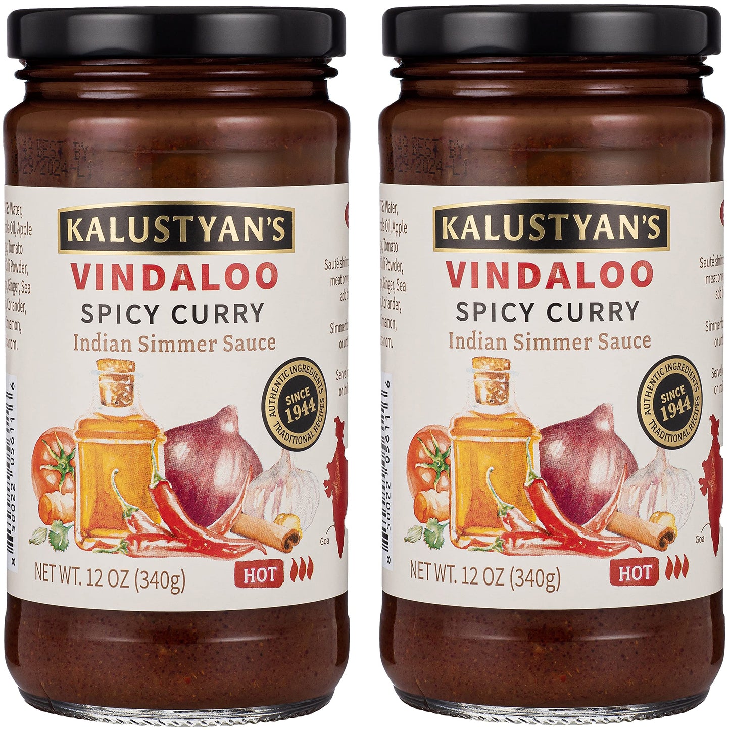 Kalustyan's Vindaloo Spicy Curry Sauce, Indian Simmer Sauce, From New York City's Favorite Spice Destination, Hot Curry with Notes of Red Chili, Sweet