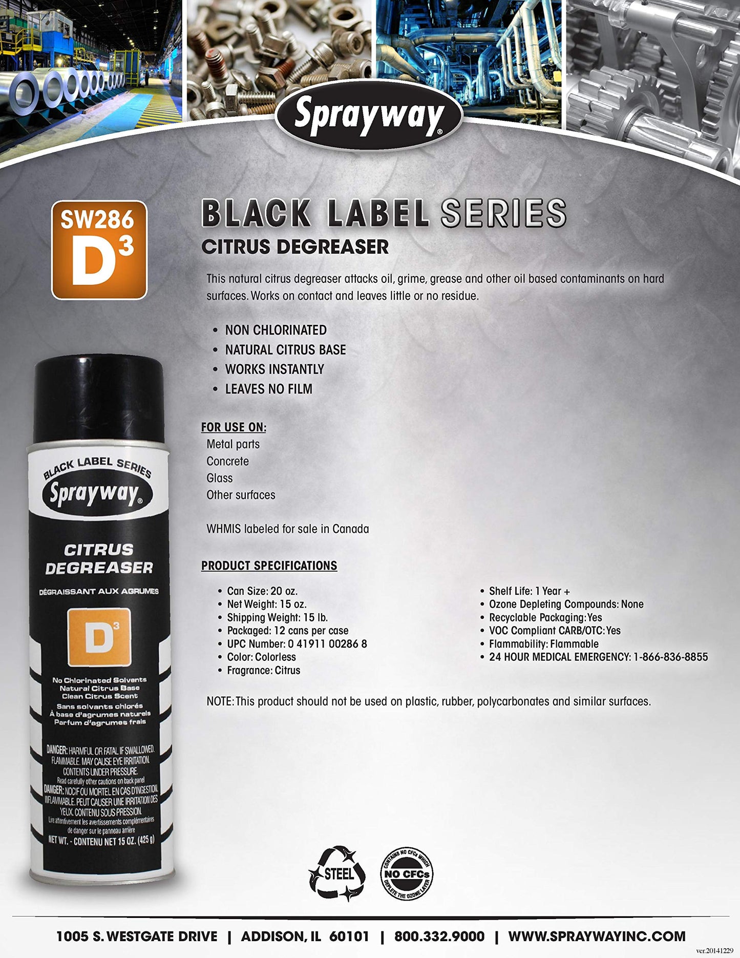 Sprayway Citrus Degreaser, Net 15 Oz., SW286