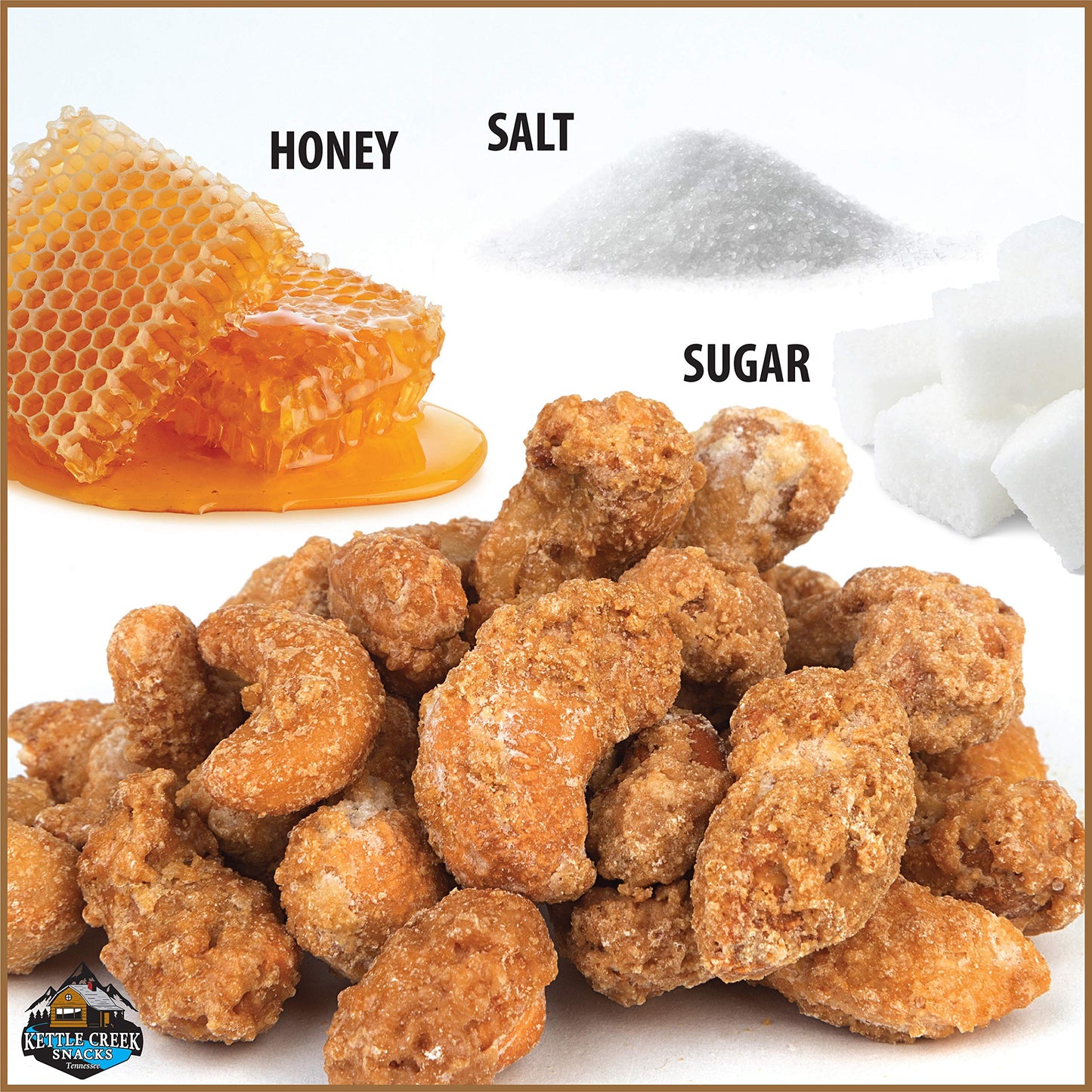 Kettle Creek Snacks Roasted Honey Salt Cashews Non GMO 2 Lb Bag