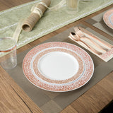 FOCUSLINE 350 Ct Rose Gold Dinnerware Set for 50 Guests, Rose Gold Lace Plastic Plates Disposable Heavy Duty, Including 50 Dinner & Dessert Plates