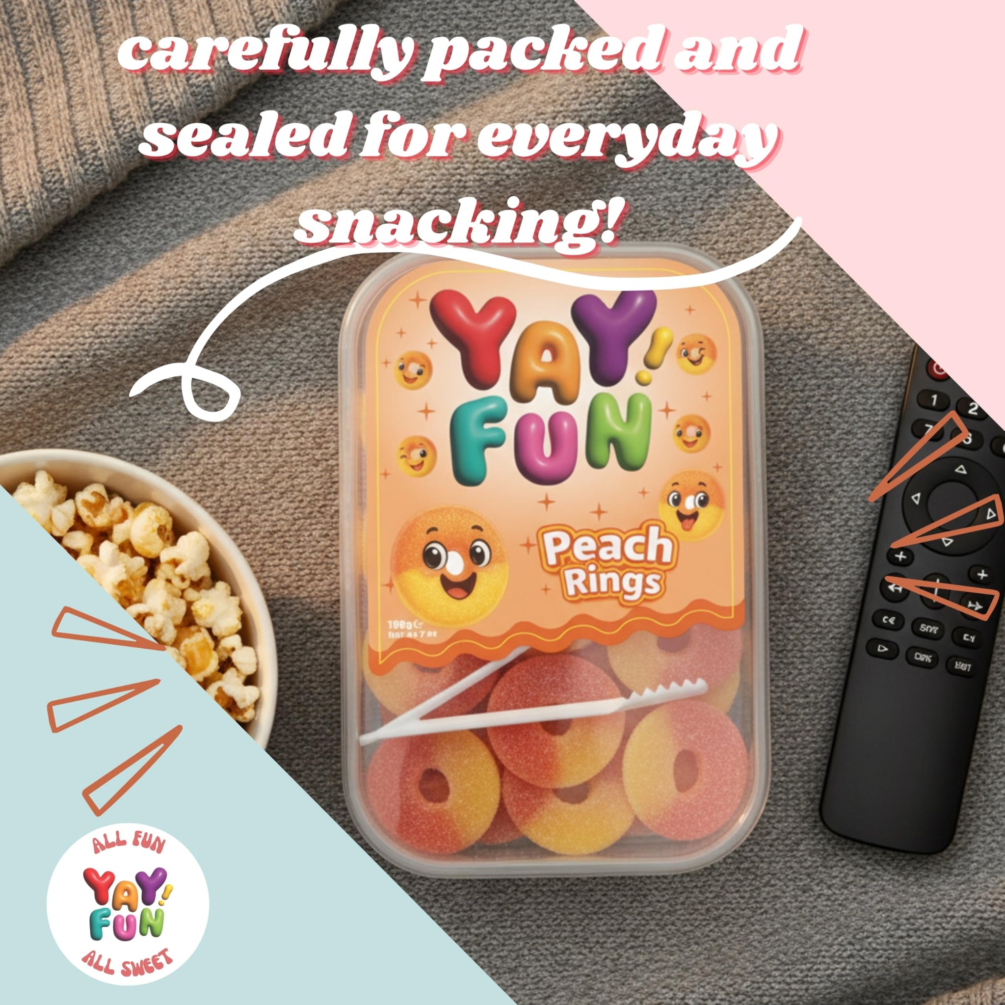 Halal Gummy Peach Rings | 6 Pack Bundle (6x7 oz Tubs) | Soft & Chewy Peach Ring Gummies | Resealable Tubs in Bulk with Display Box | Halal Bulk Gummy