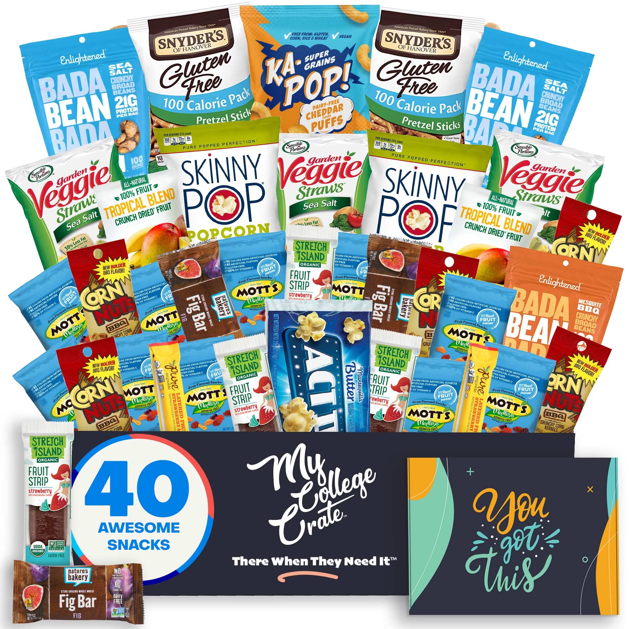 Student Encouragement - Allergy Friendly Snack Box (40 Piece Gluten Free, Dairy Free, Vegan Variety Gift Basket Care Package) Popcorn, Pretzels, Fruit