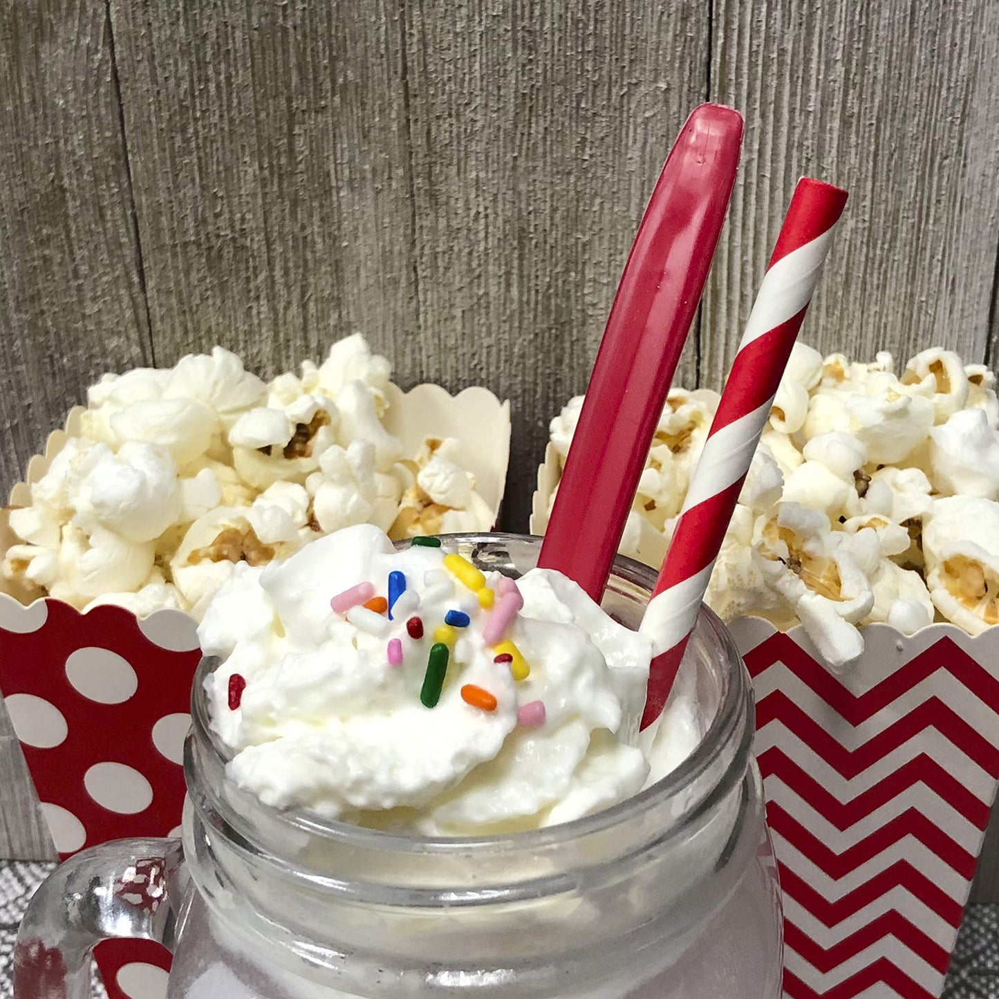 Red Plastic Sundae/Soda Spoons - 8 Inch - Party Supply - Red Paper Straws - 50 Each