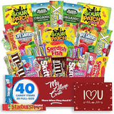 College Valentine's Day Candy Snack Box (40 Full Size Variety Gift Basket Care Package) My College Crate