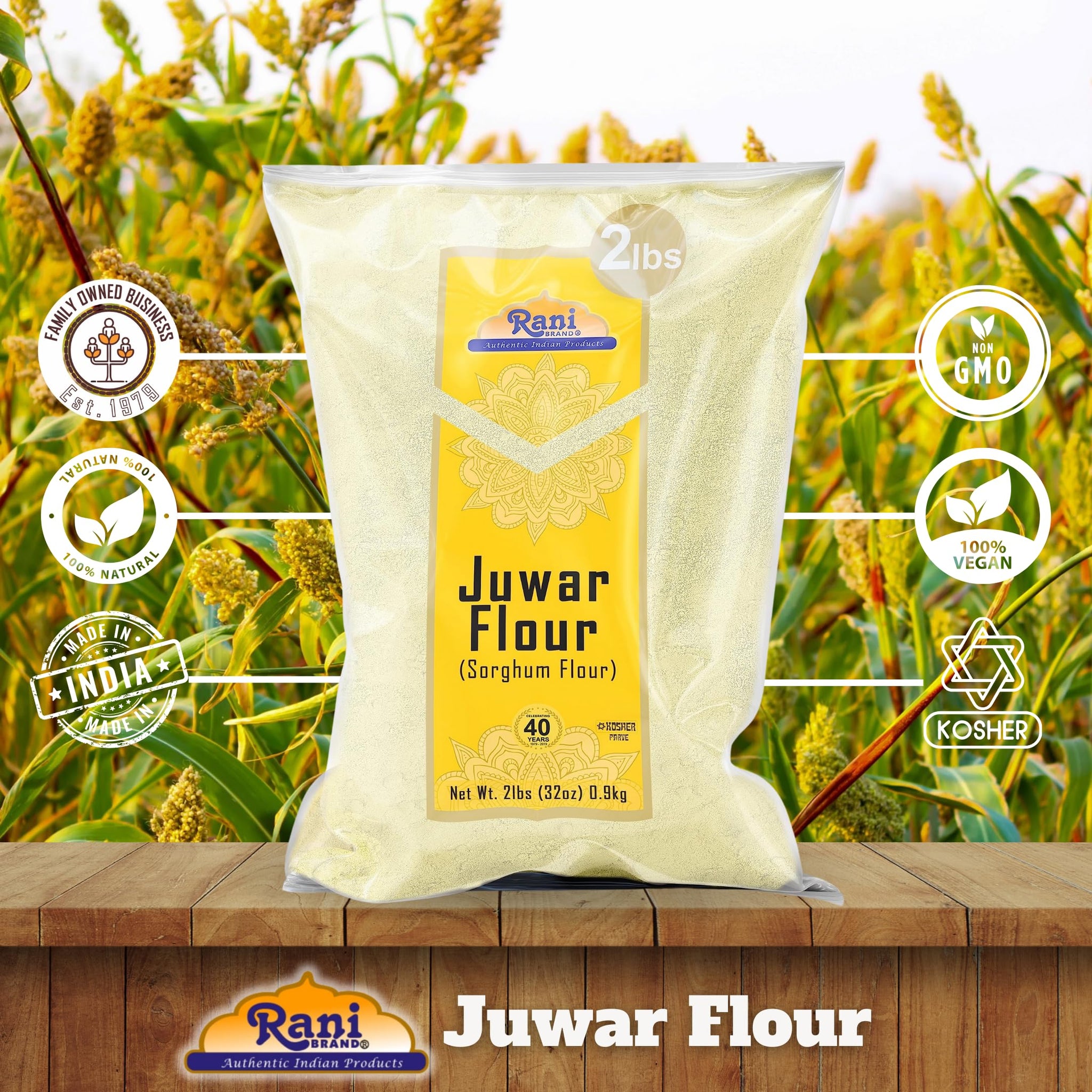 Rani Juwar (Sorghum) Flour 32oz (2lbs) 908g ~ All Natural | Vegan | Gluten Friendly | NON-GMO | Kosher | Indian Origin