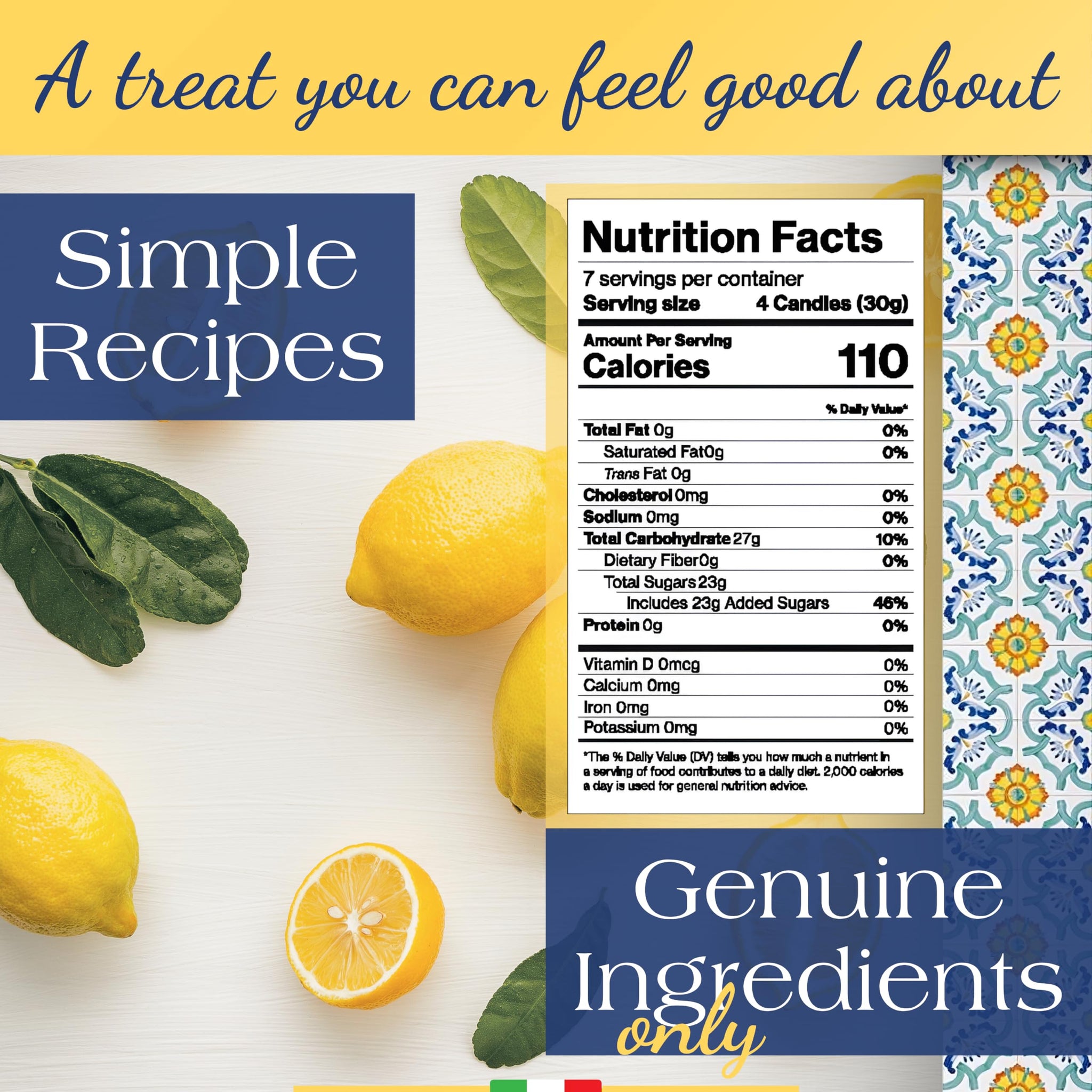 Perle di Sole Italian Lemon Drops Hard Candy Individually Wrapped (7.05 oz) Made with Essential Oils of Amalfi Coast P.G.I. Lemon - Italian Imported