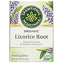 Traditional Medicinals Tea, Organic Licorice Root, Soothes the Digestive Tract & Promotes Respiratory Health - Kosher, Non-GMO, Caffeine-Free - 16 Tea