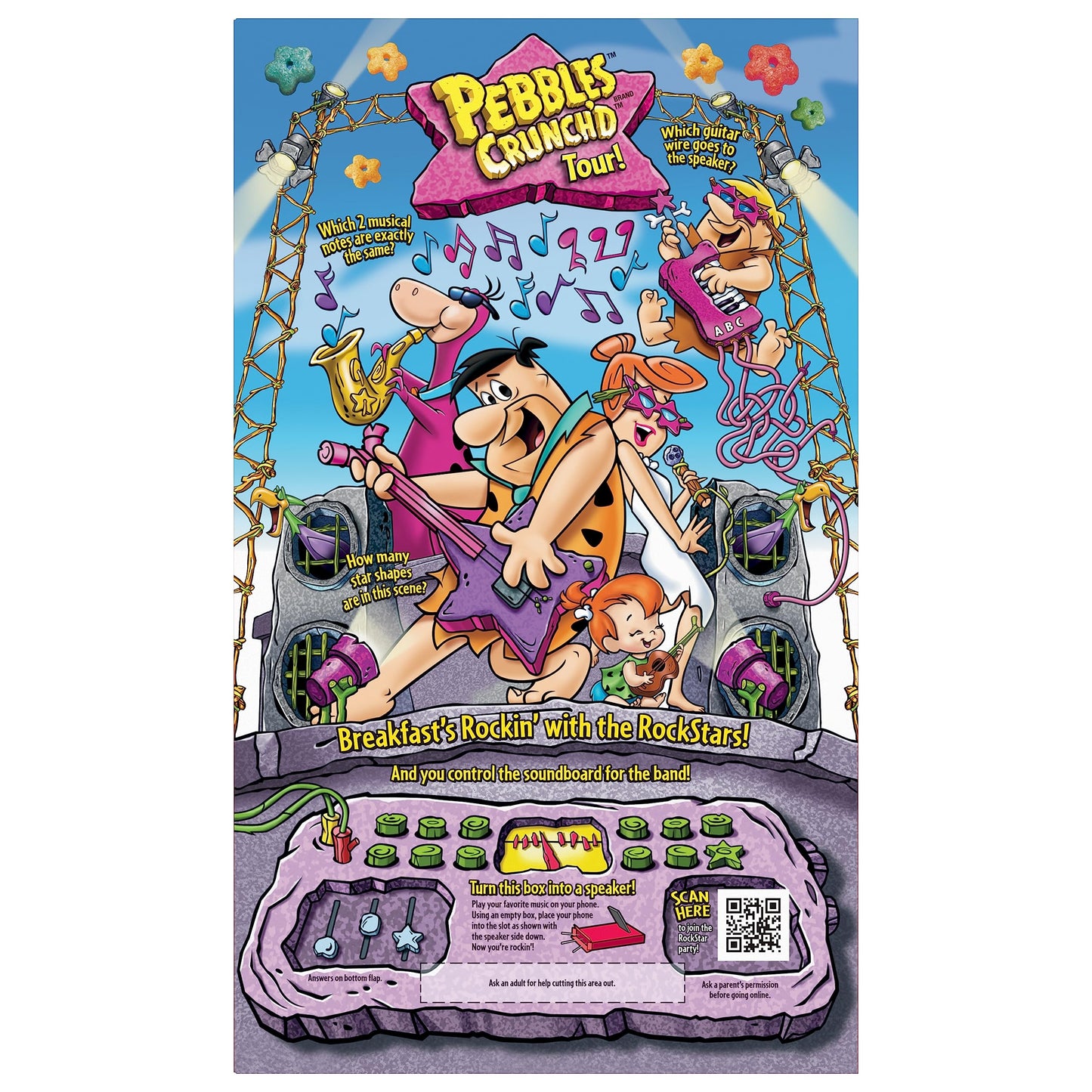 Post Fruity PEBBLES Crunch'D Cereal, 16.5 OZ Box