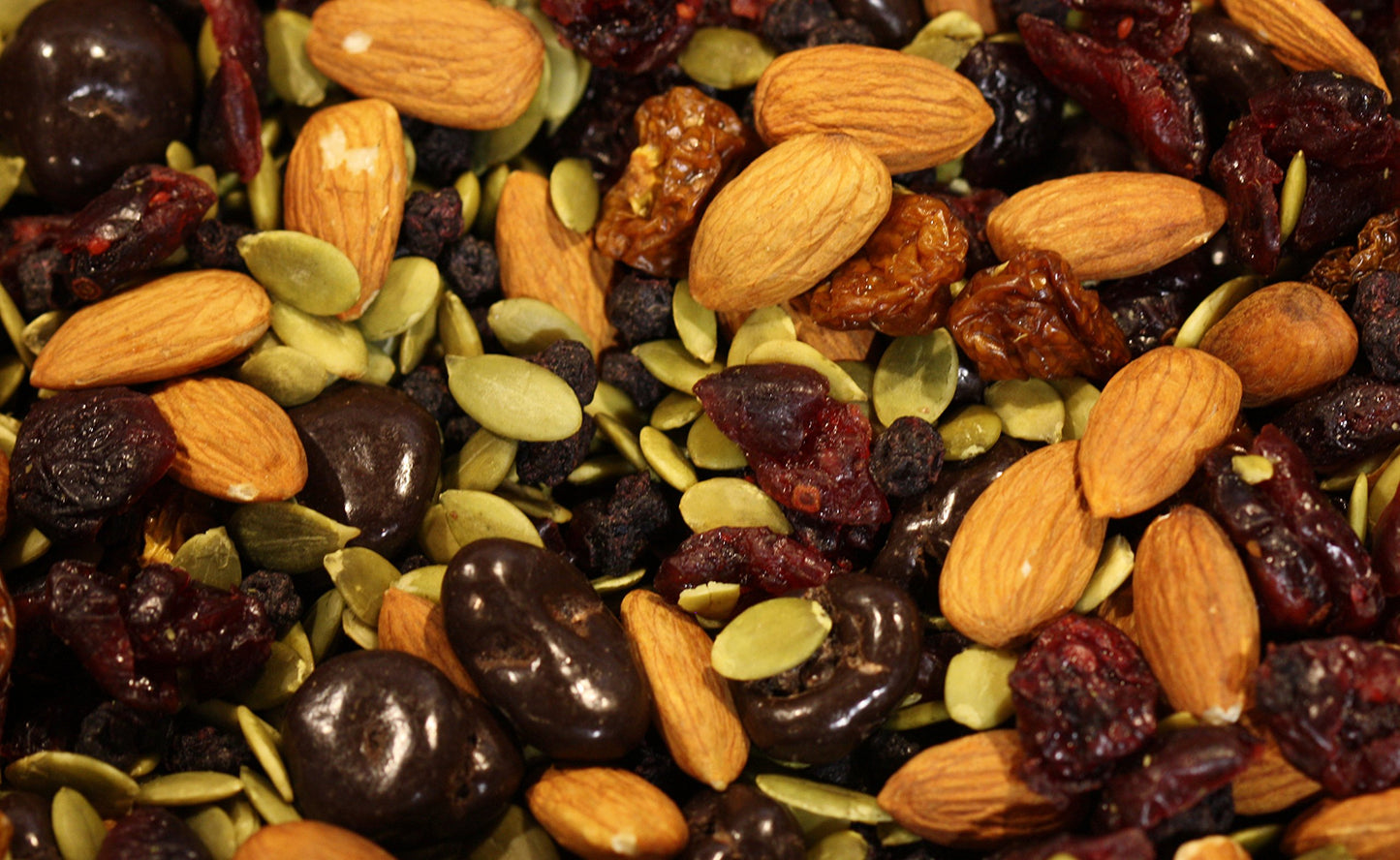 Yupik Trail Mix, Equilibrium, 2.2 lb, A mix of cranberries, Inca berries, blueberries, pumpkin seeds, almonds, and semi-sweet dark chocolate, Pack