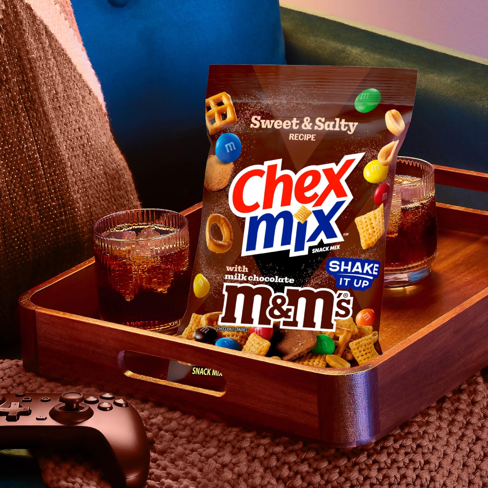 Chex Mix Sweet and Salty Recipe Snack Mix, with M&Ms Milk Chocolate Candies, Family Size, 13.5 oz