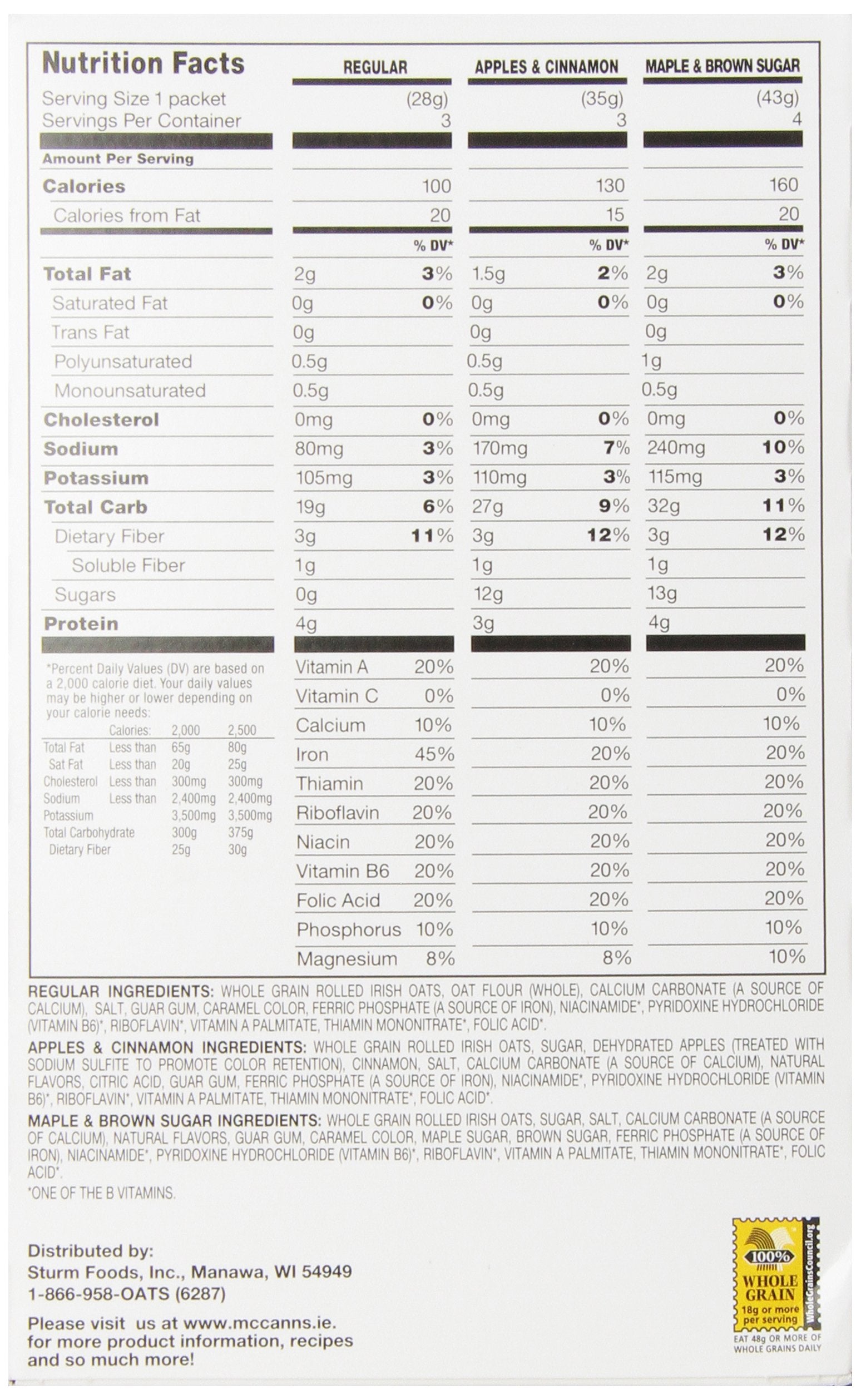 McCann's Instant Variety Pack Irish Oatmeal, 12.7 Ounce (Pack of 12)