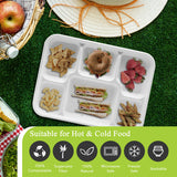 three leaf 6 Compartment Bagasse Tray 50 Ct. Heavy Duty, Super Strong,Eco Friendly Disposable Bagasse Plates,100% Biodegradable Plates, Microwave