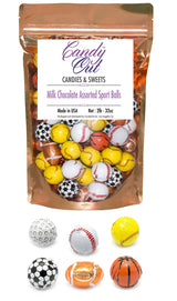 Candyout Chocolate Assorted Sport Balls 2 Pounds - Foil Wrapped Chocolate Candy in Sealed Bag