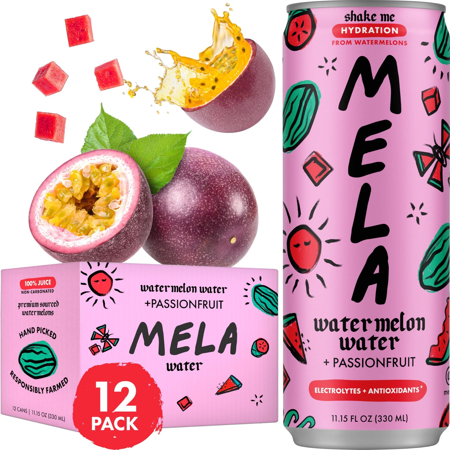 Mela Watermelon Water - Watermelon Juice, 100 Percent Natural Fruit Juice with Vitamin C, Electrolytes, Antioxidants - Coconut Water Alternative