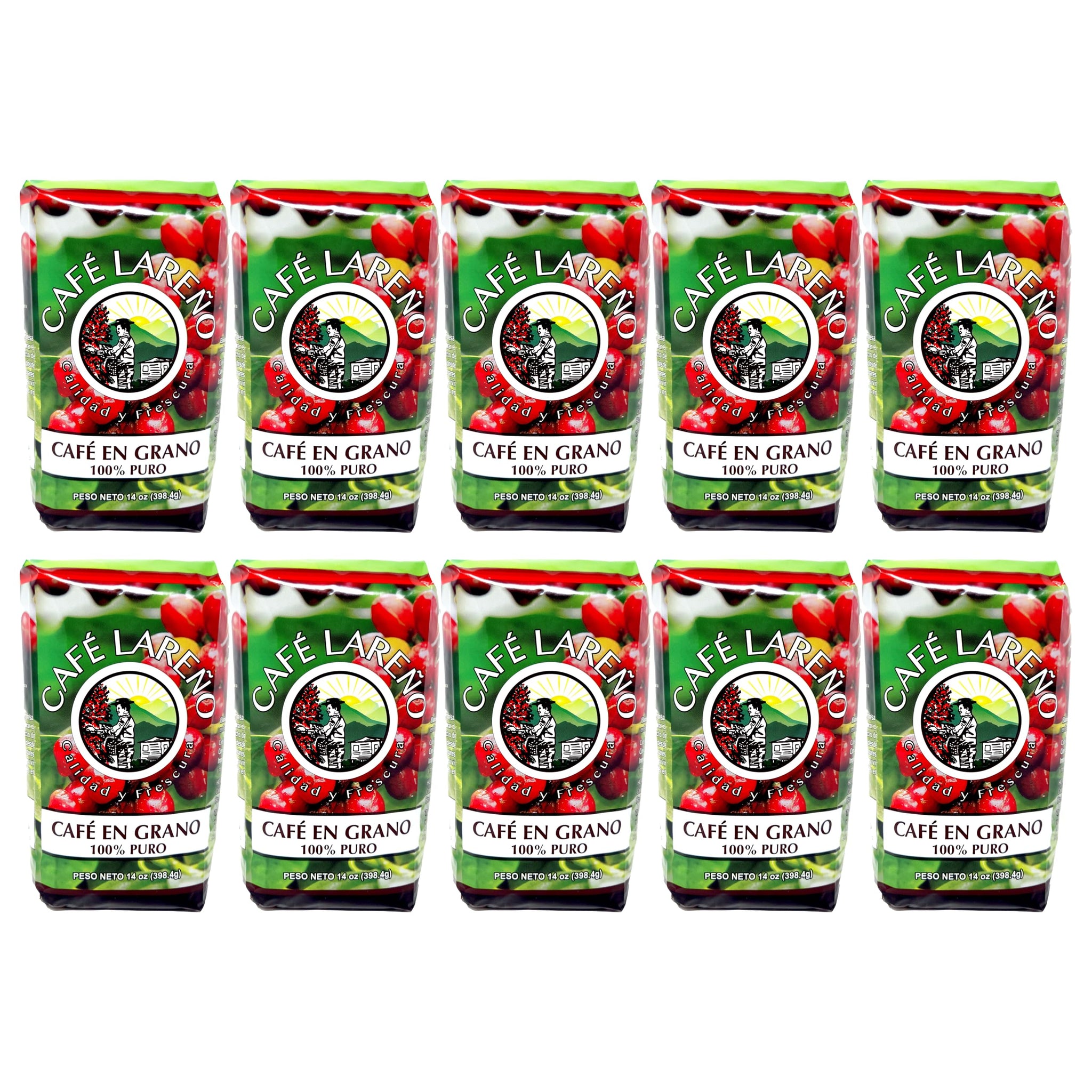 Café Lareño Whole Bean Coffee - Lares, Puerto Rico - 14 Ounce (Pack of 10)