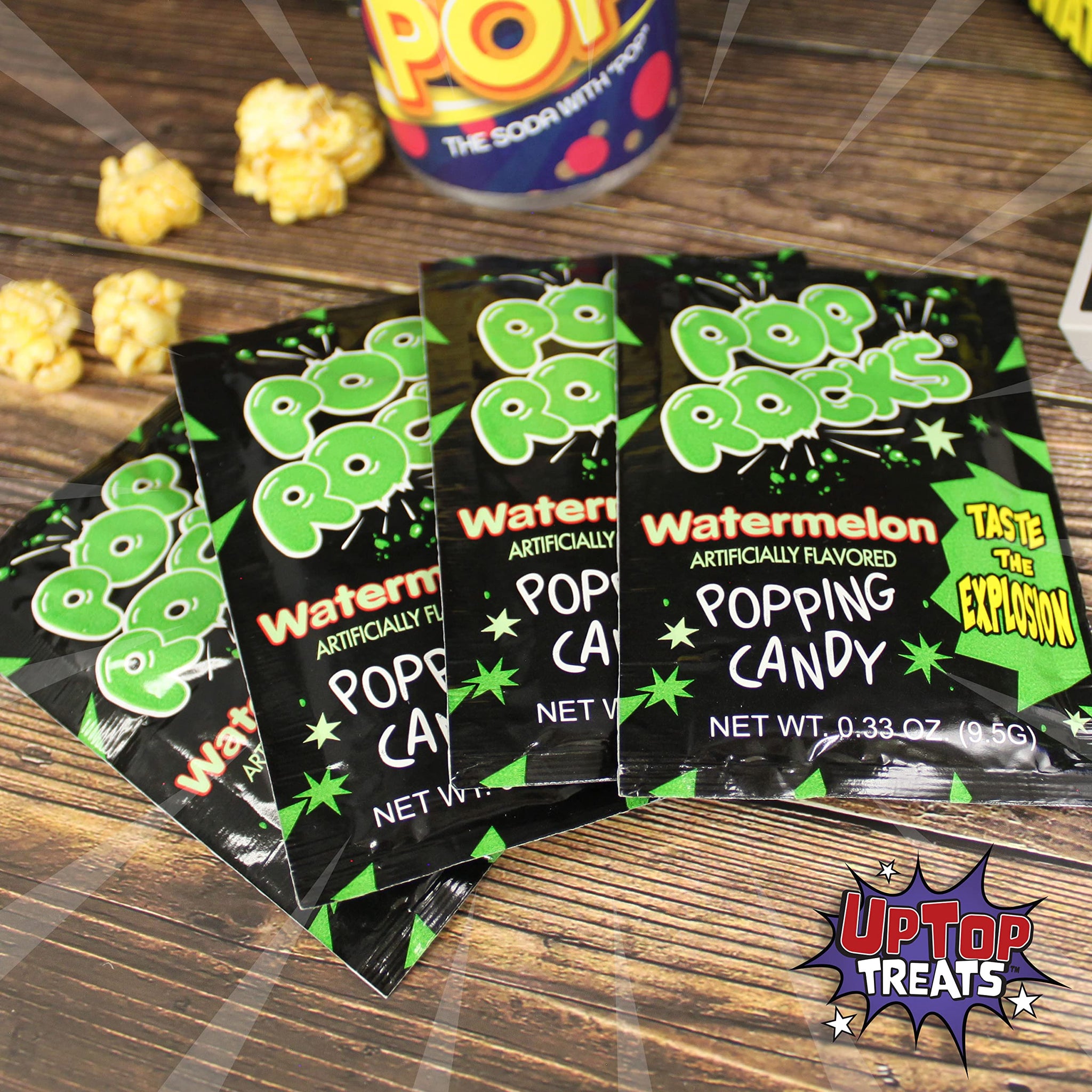 UpTop Treats Watermelon POP ROCKS Candy | Includes 4 Individual Packs of Watermelon Flavored Mini Rock Popping Candies