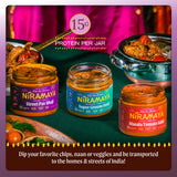 Niramaya 3 Flavor Sample Pack - Street Pav Bhaji/Tomato Masala Sabzi/ Super Greens Saag Indian-Inspired Dips & Spreads For Chips/Snacks/Rice/Salads