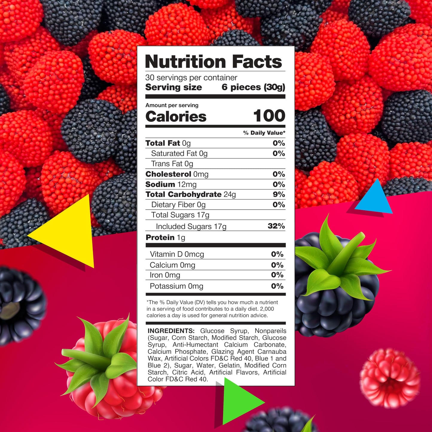 Berries Gummy Candy | 2 Pound Bag | Red and Black Soft Candy Bulk | Raspberry and Blackberry Crunchy Gummies for Dessert Decoration, Gifting & Buffets
