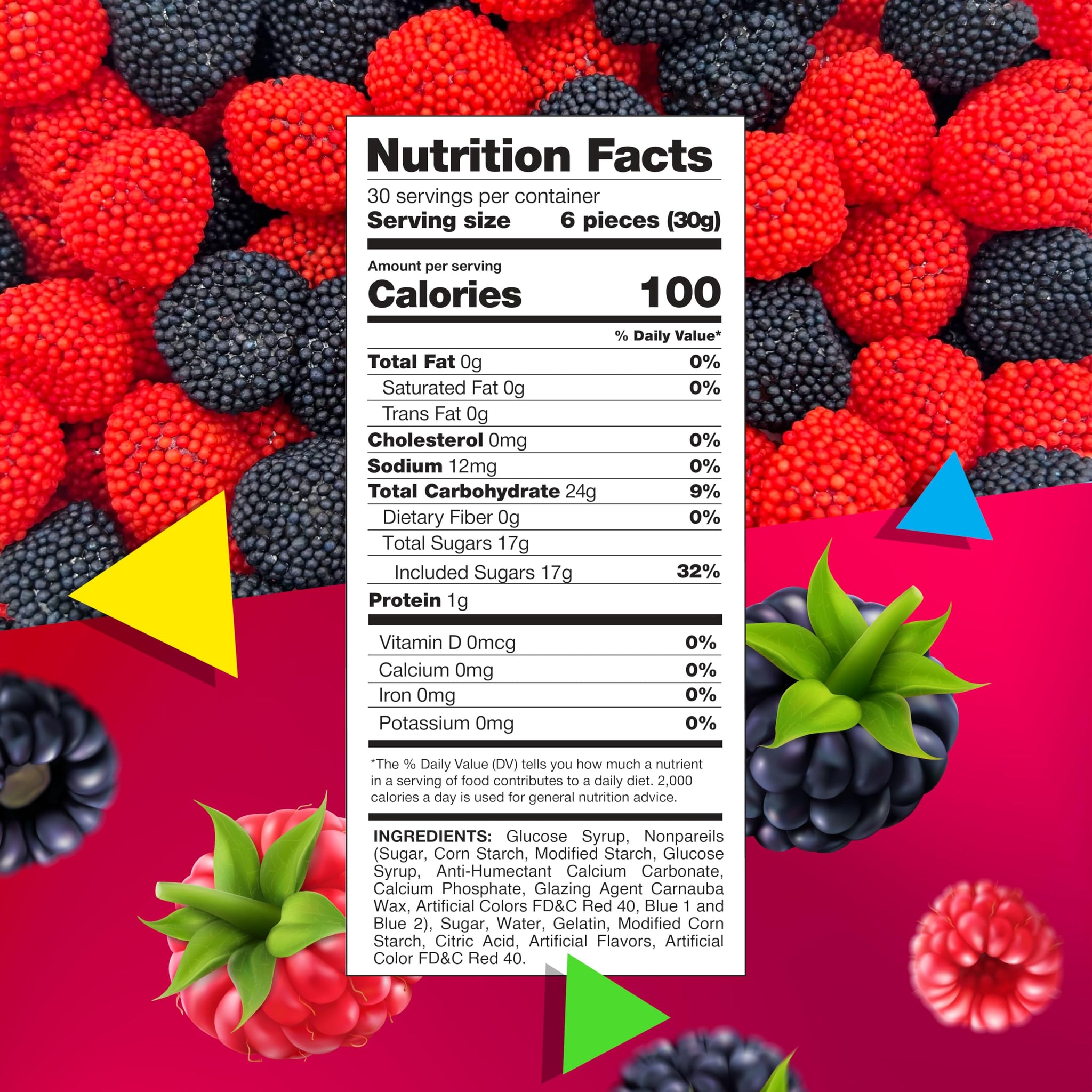 Berries Gummy Candy | 2 Pound Bag | Red and Black Soft Candy Bulk | Raspberry and Blackberry Crunchy Gummies for Dessert Decoration, Gifting & Buffets