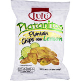LULU Platanitos, Plantain Chips with Lemon, Gluten-Free, 1.4oz Bag (Pack of 12, Total of 16.8 Oz)