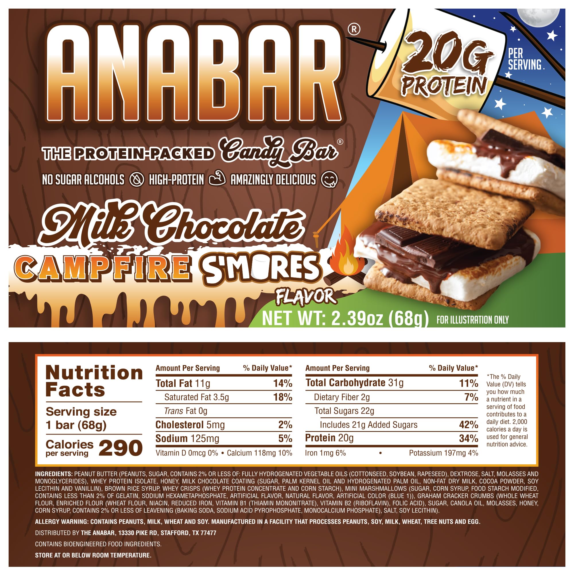 Anabar Protein Bar, The Protein-Packed Candy Bar, Amazing Tasting Protein Bar, No Sugar Alcohols, High Protein, Amazingly Delicious, 20 Grams