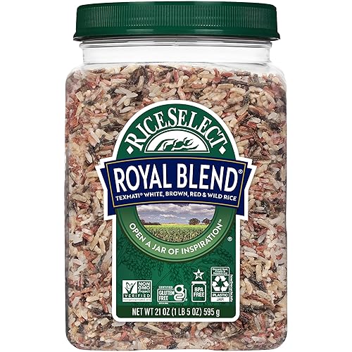 RiceSelect Royal Blend Rice, Premium Blend Of Texmati White, Brown, Red, And Wild Rice, Gluten-Free, Non-GMO, Kosher, 21oz Jar (Pack of 1)