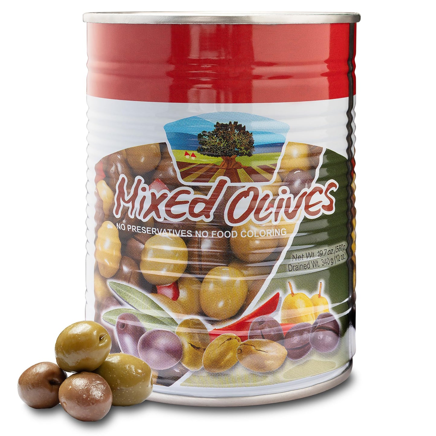Premium Mixed Olives from Israel - 19 oz Canned Olives for Salads, Pizzas, Appetizers & Mediterranean Dishes, No Preservatives