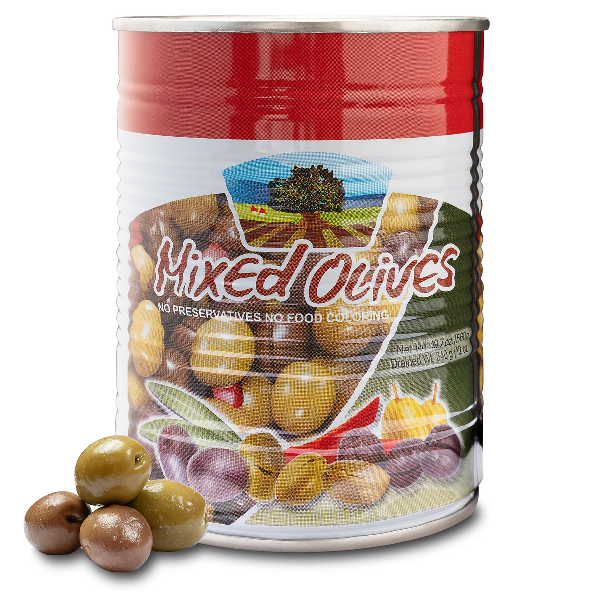 Premium Mixed Olives from Israel - 19 oz Canned Olives for Salads, Pizzas, Appetizers & Mediterranean Dishes, No Preservatives