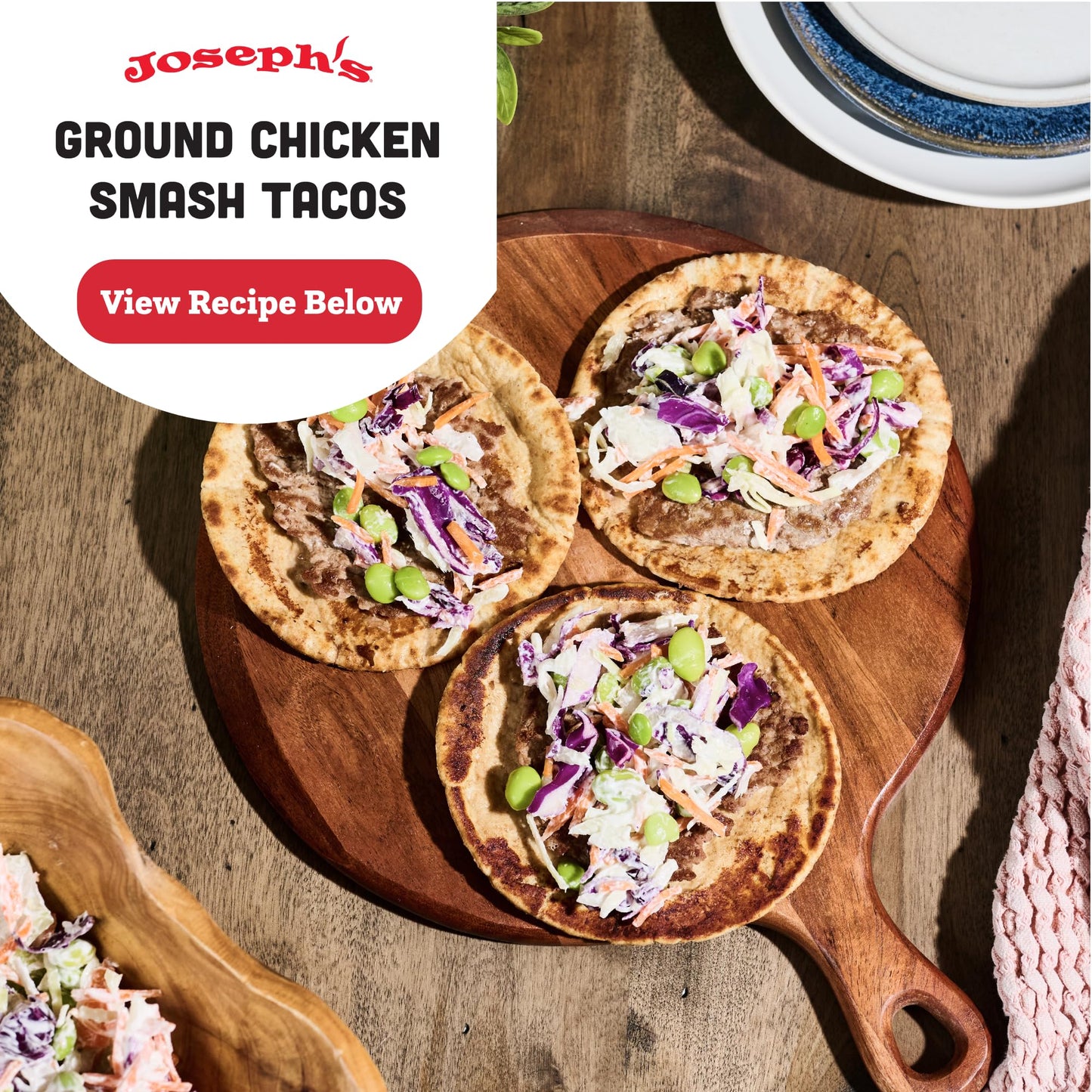 Joseph's Low Carb MINI Pita Bread 6-Pack, Flax, Oat Bran and Whole Wheat, 5g Carbs Per Serving, Fresh Baked (8 Per Pack, 48 MINI Pita Breads Total)