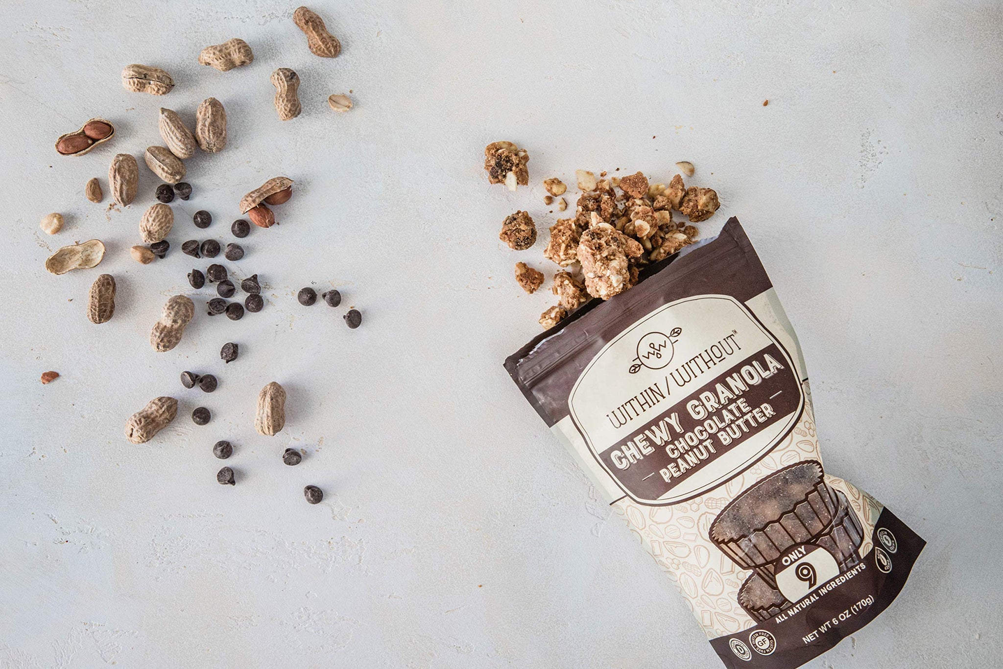 Dark Chocolate Peanut Butter Grain Free Granola by Within/Without | Certified Paleo and Keto Diet Friendly Chewy Granola | Naturally Gluten Free Low