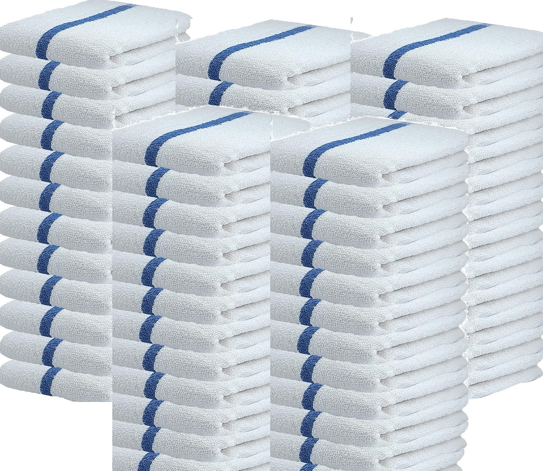 Towels N More 60 oz 31oz Cotton Kitchen Cleaning Towels, Reusable Bar Mop Towel, Commercial Grade Quality, Blue Stripe