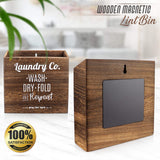 Magnetic Lint Bin for Laundry Room - Mountable, Wooden Lint Box/Holder/Trash Can or Organization and Storage Bin for Washer and Dryer Supplies