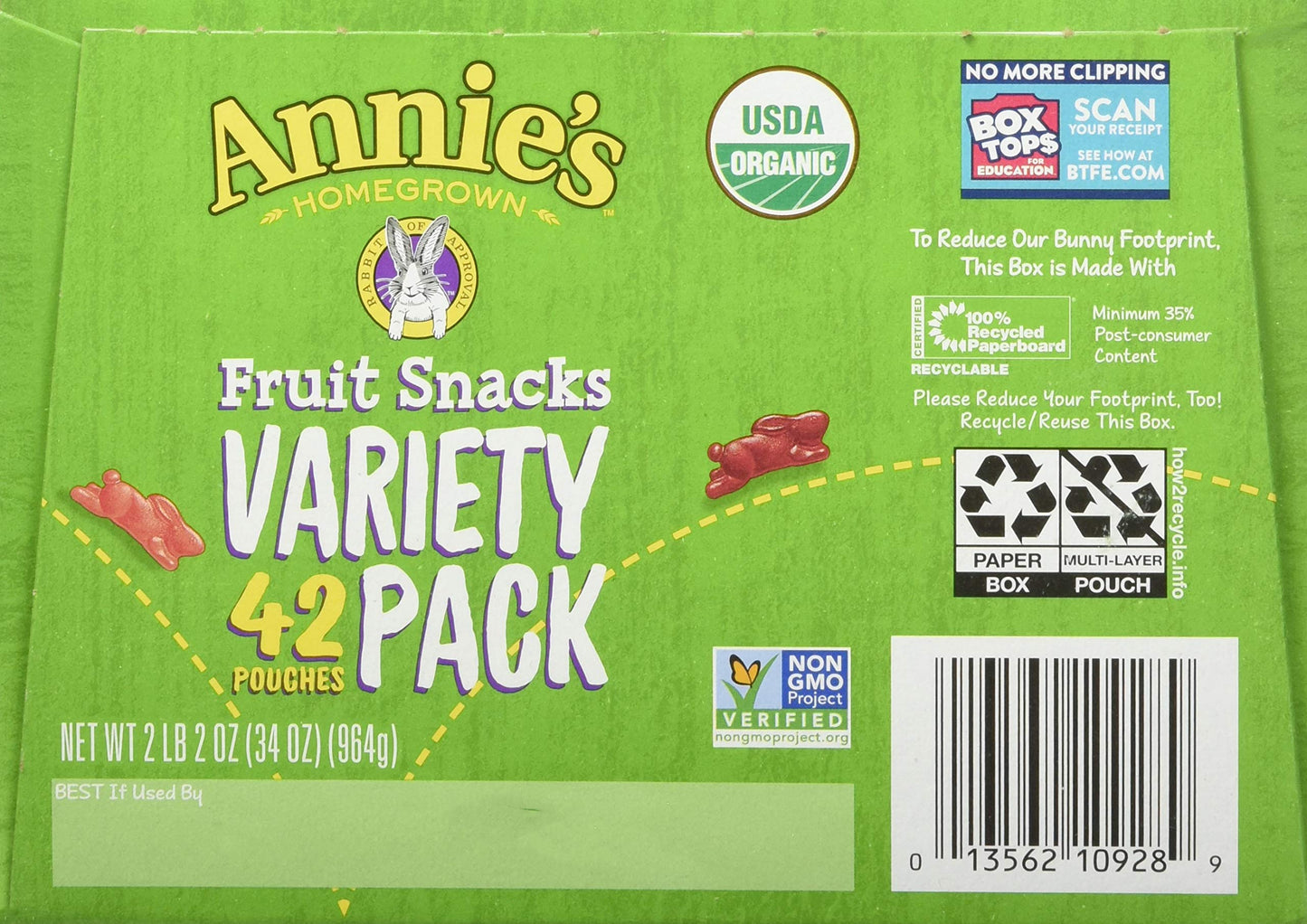 Annie's Homegrown Homegrown Fruit Snacks Variety Pack Net Wt (42 Pack 0.8 Oz Net Wt 34 Oz )