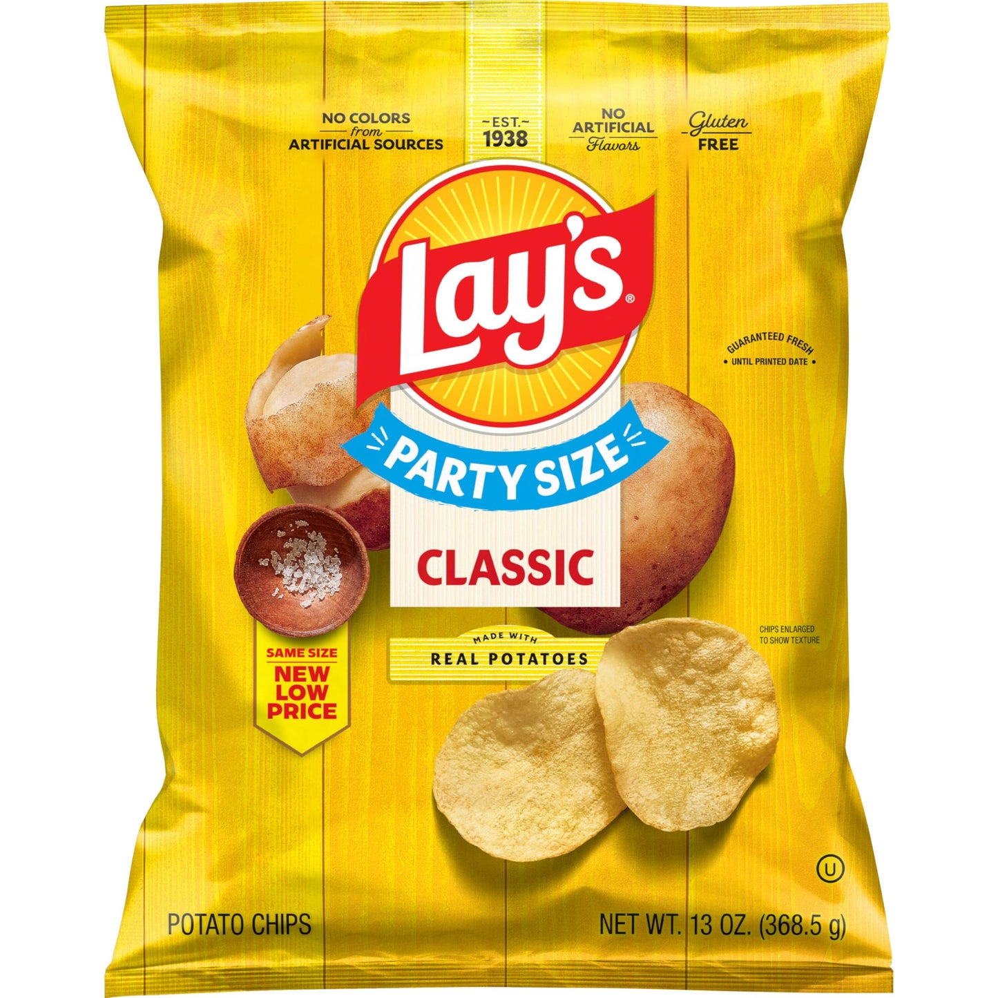 Lay's Classic Potato Chips Snacks, Gluten Free Chips, Party Size, 13oz Bag