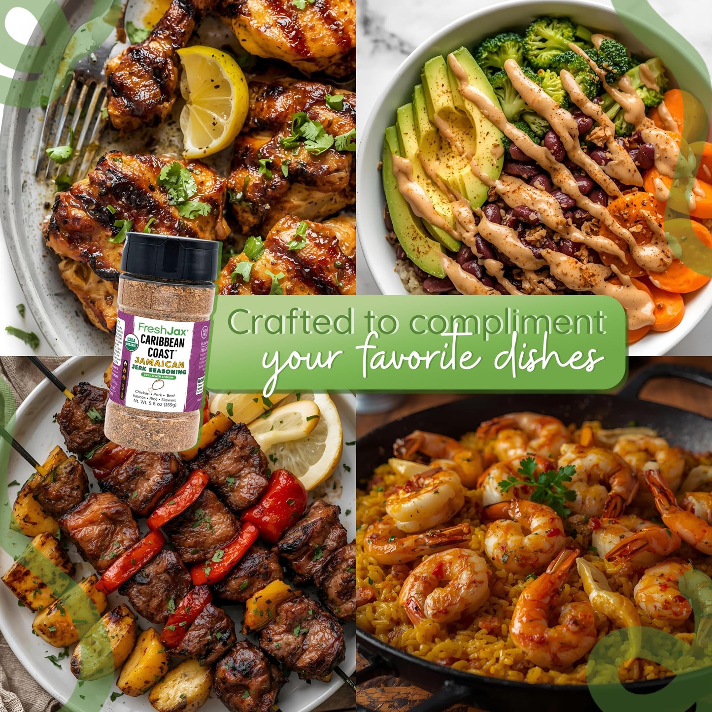 Organic Jamaican Jerk Seasoning, FreshJax Caribbean Coast Dry Rub 5.6oz