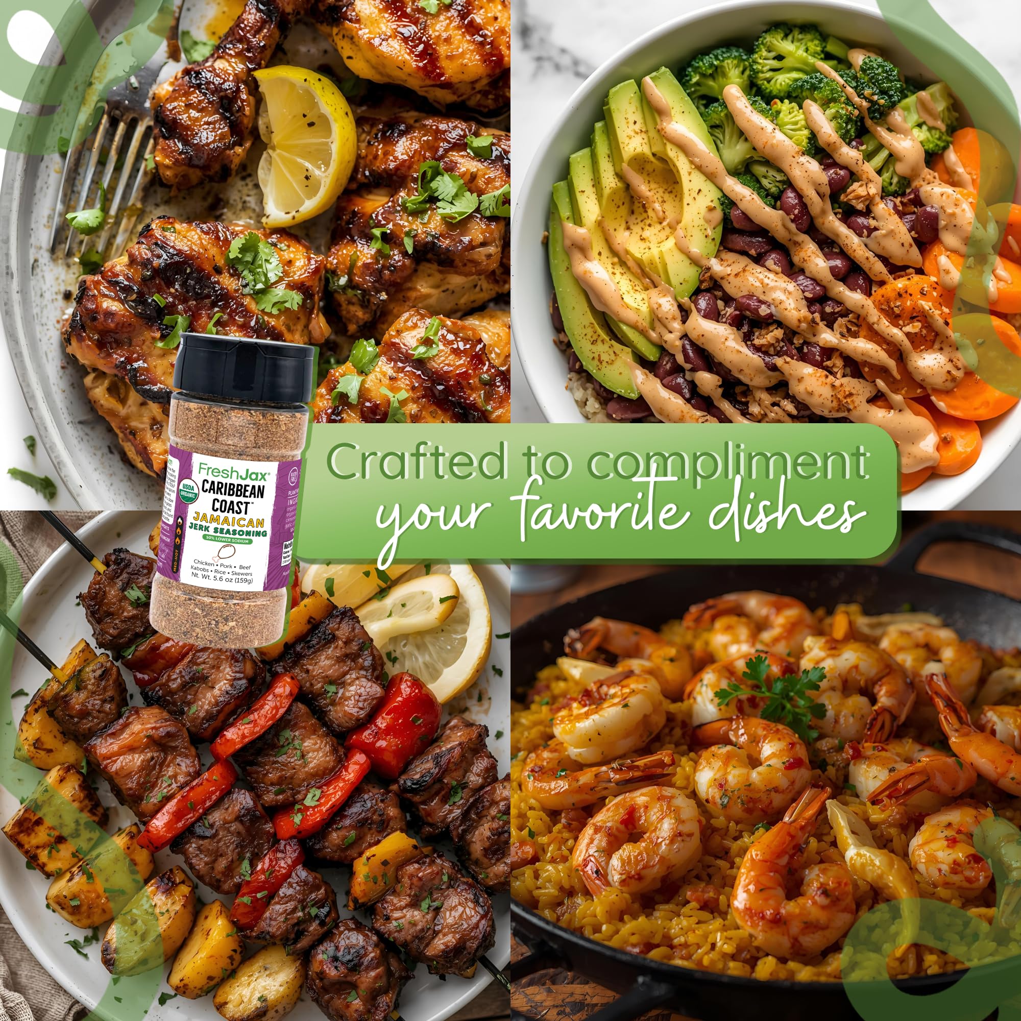 Organic Jamaican Jerk Seasoning, FreshJax Caribbean Coast Dry Rub 5.6oz