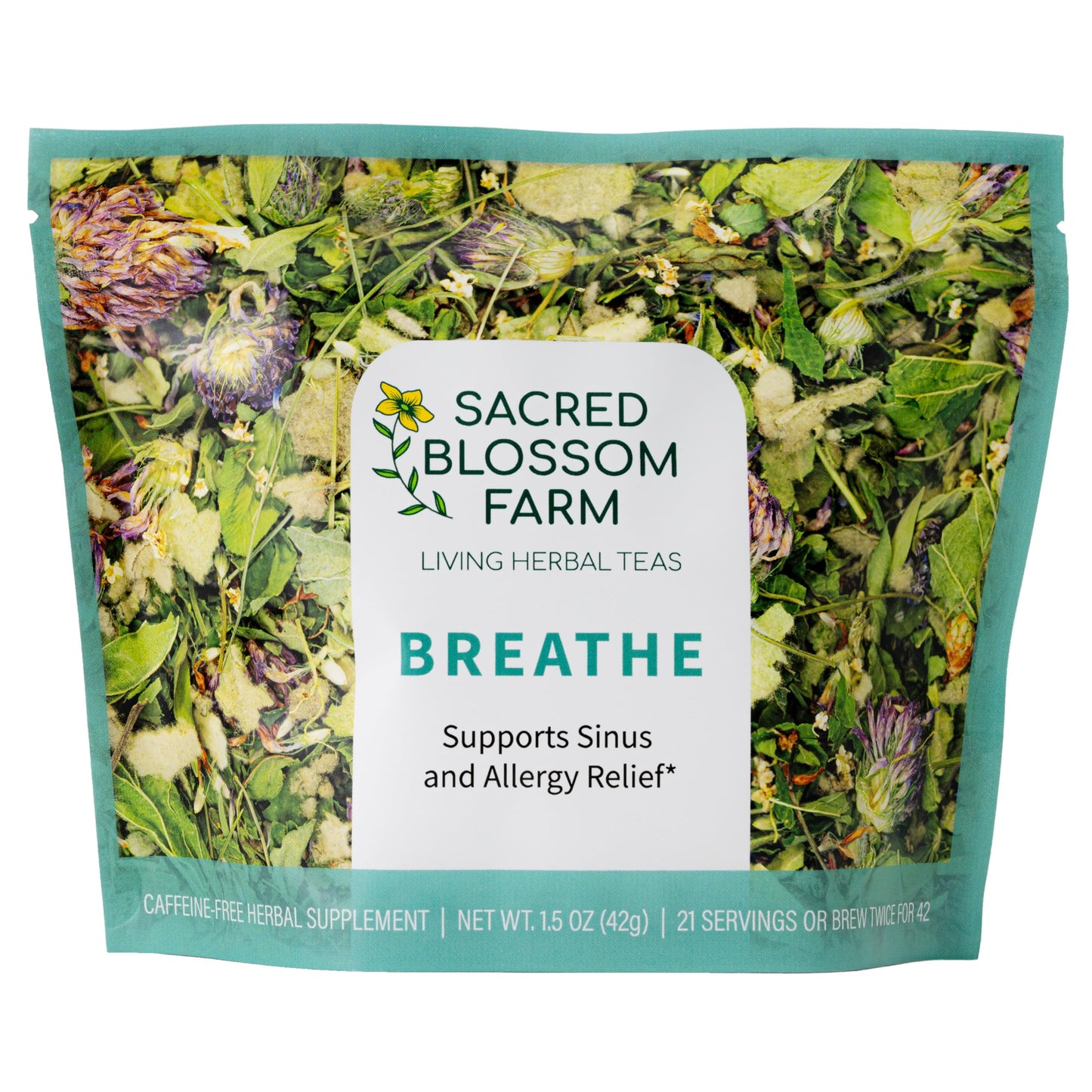Breathe Herbal Tea | Sacred Blossom Farm | 1.9 oz. Loose Leaf | Sinus and Allergy Relief* | Organically Grown in Wisconsin | Herbal Tea & Medicinal