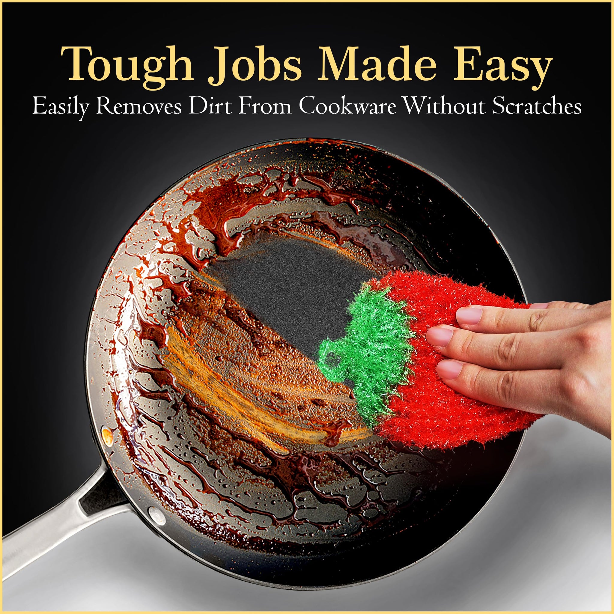 Dish Scrubbie Non-Scratch Dish Scrubber-Long Lasting & Odorless, Safe on Non-Stick, Cast Iron, Glass and Other Surfaces, Reusable Kitchen Sponge