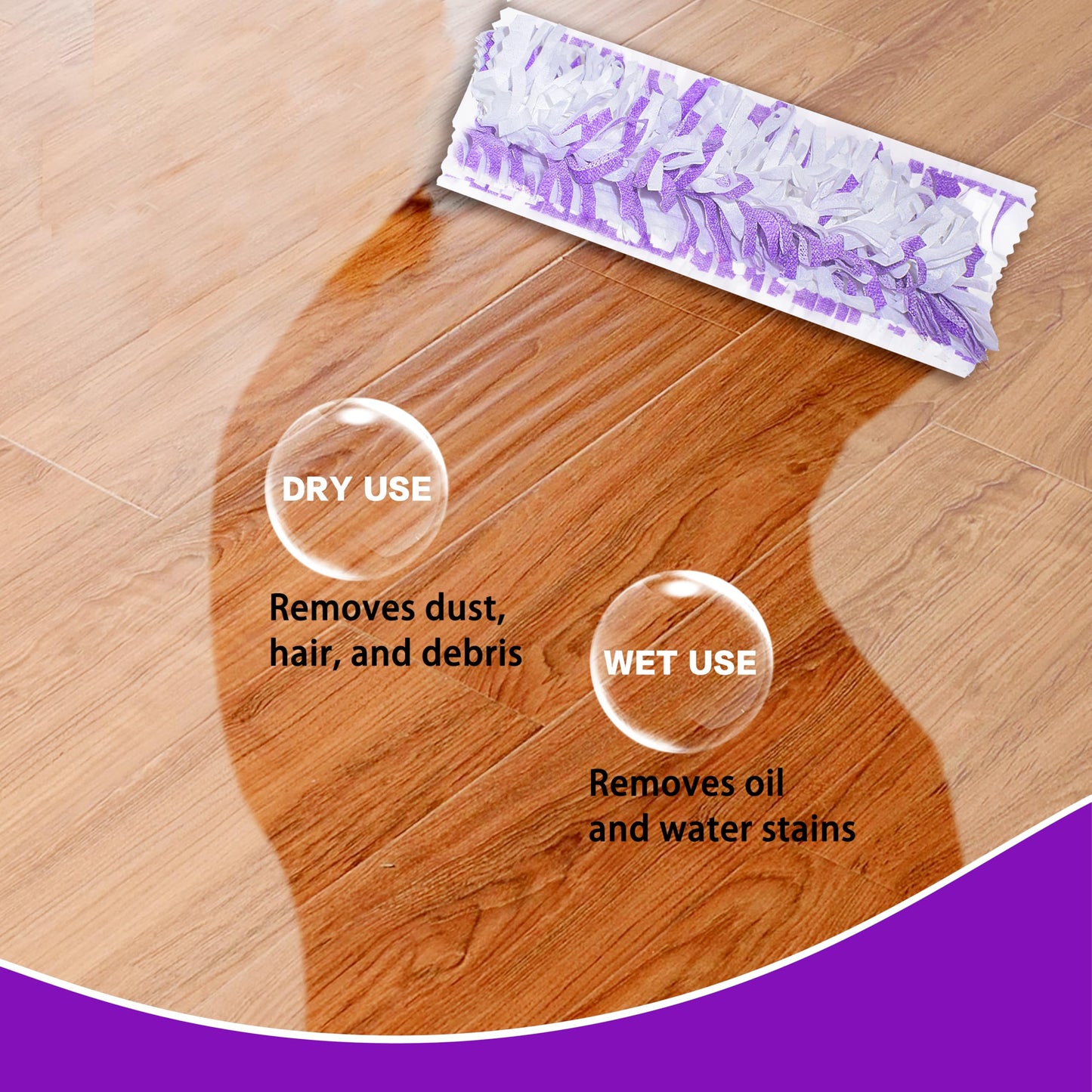 Disposable Mopping Pad Refills for PowerMop Multi-Surface Mop and PowerMop Wood Mop, Spray Clean Pads Replacement (Purple -20)