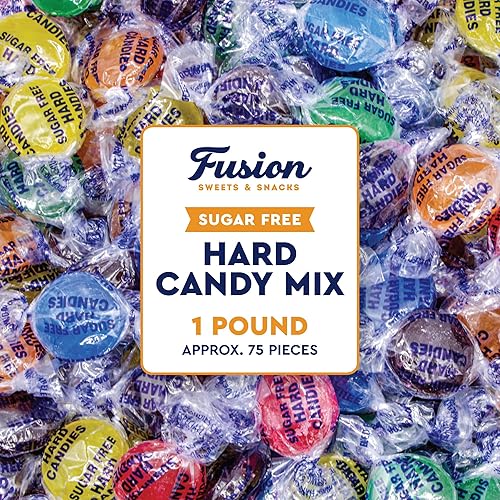 Sugar Free Hard Candy Mix - 1 Pound Bag (Approx. 75 Pieces), Individually Wrapped, Sugar Free Candy Assorted Fruit & Berry Mix Flavors - Lemon, Lime