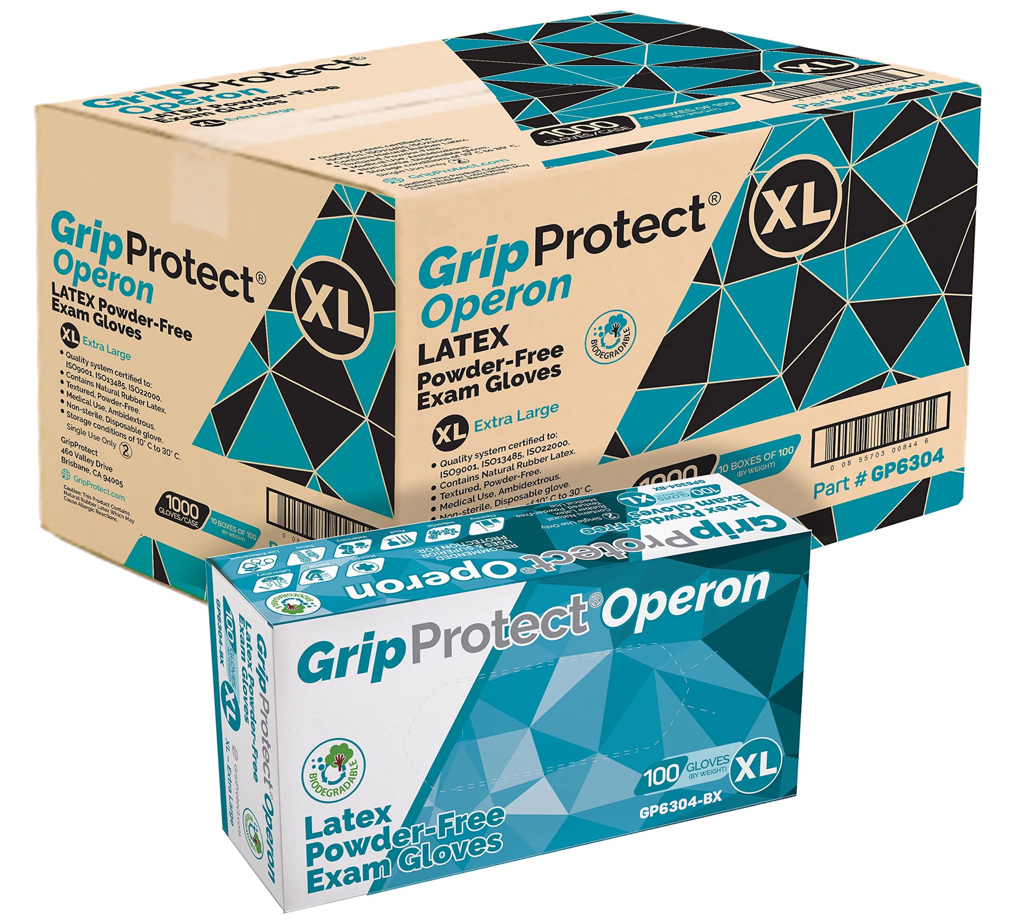 GripProtect® Operon Latex Exam Gloves, Disposable, Textured, Medical, Automotive, Janitorial, Home (1000/Cs) (X-Large)
